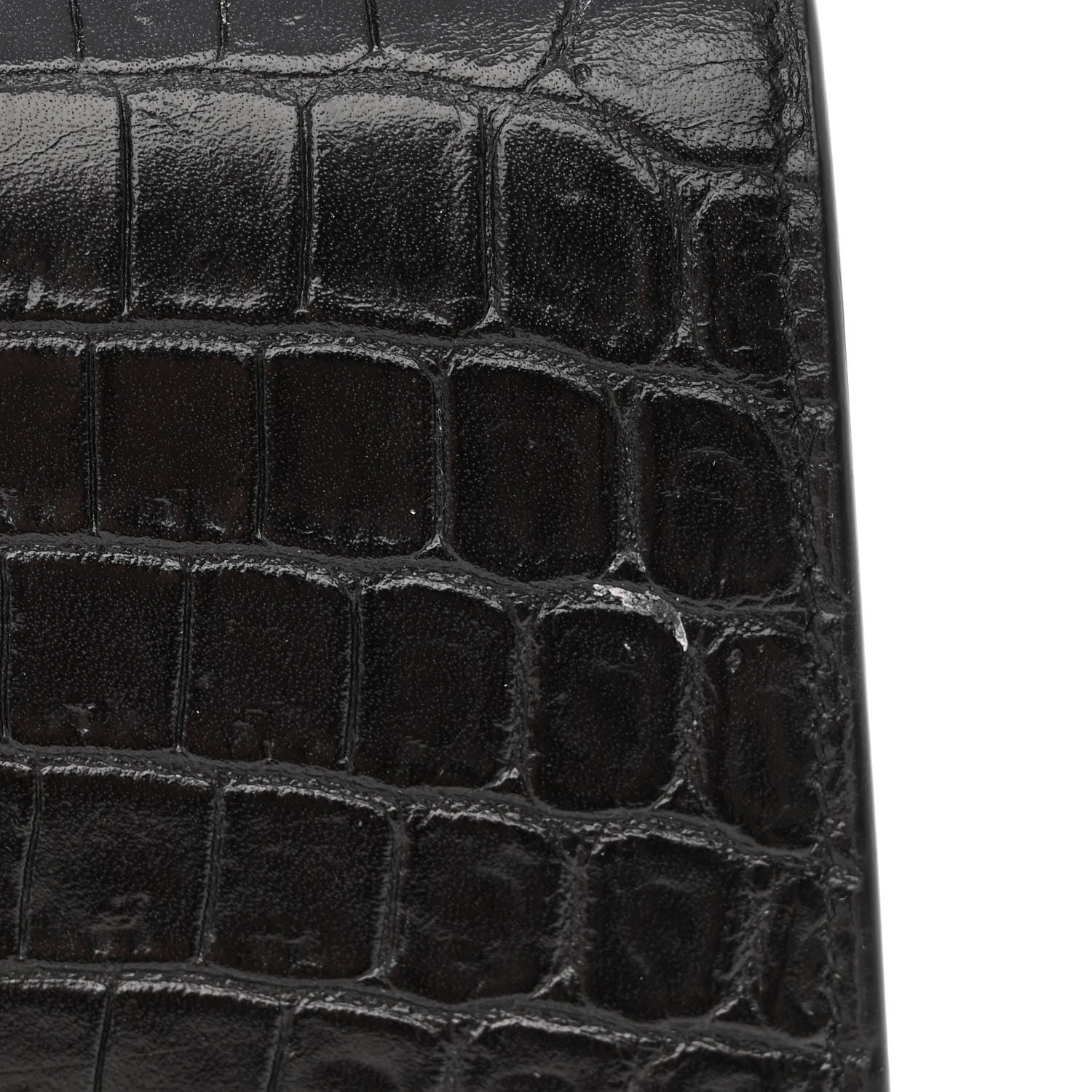 Saint Laurent Calfskin Crocodile Embossed Medium Classic Monogram Kate Tassel Satchel Black 10 of 11