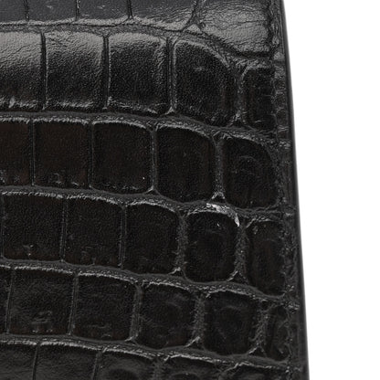 Saint Laurent Calfskin Crocodile Embossed Medium Classic Monogram Kate Tassel Satchel Black 10 of 11