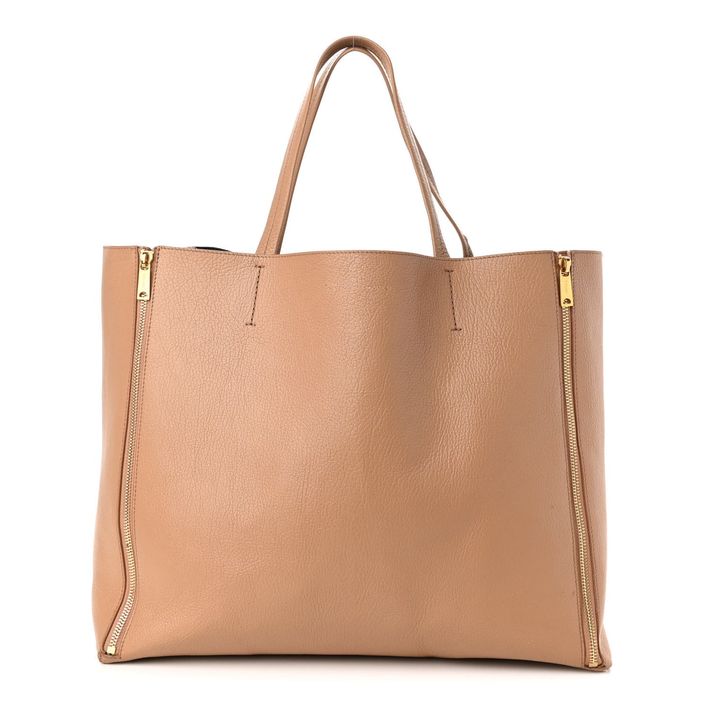 Horizontal Zipper Gusset Cabas Beige
