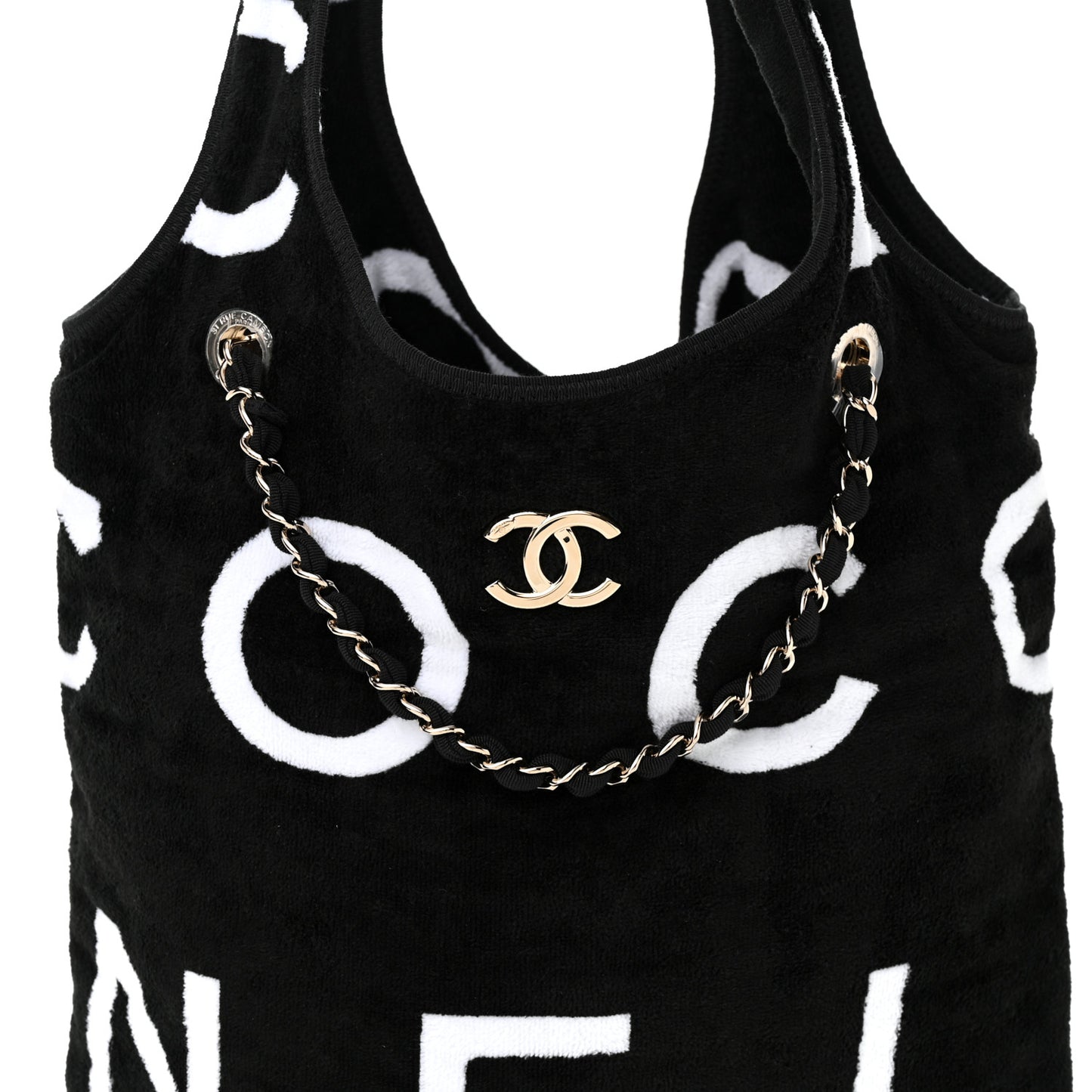Terry Cotton Logo Beach Hobo Black White