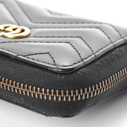 Gucci Calfskin Matelasse GG Marmont Zip Around Card Case Black 9 of 10
