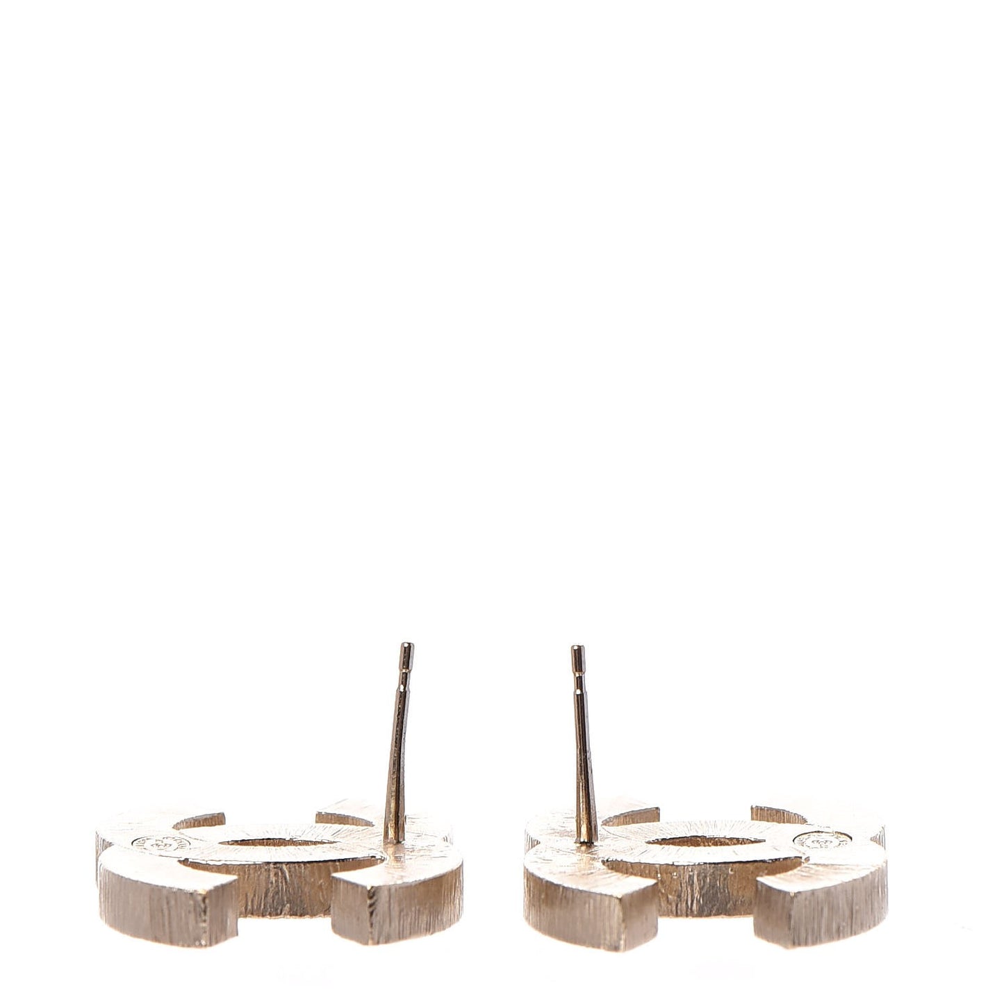Metal Quilted CC Earrings Gold White