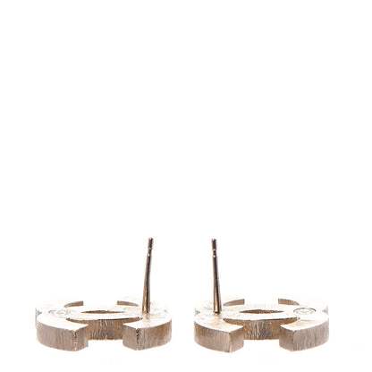 Chanel Metal Quilted CC Earrings Gold White 4 of 6