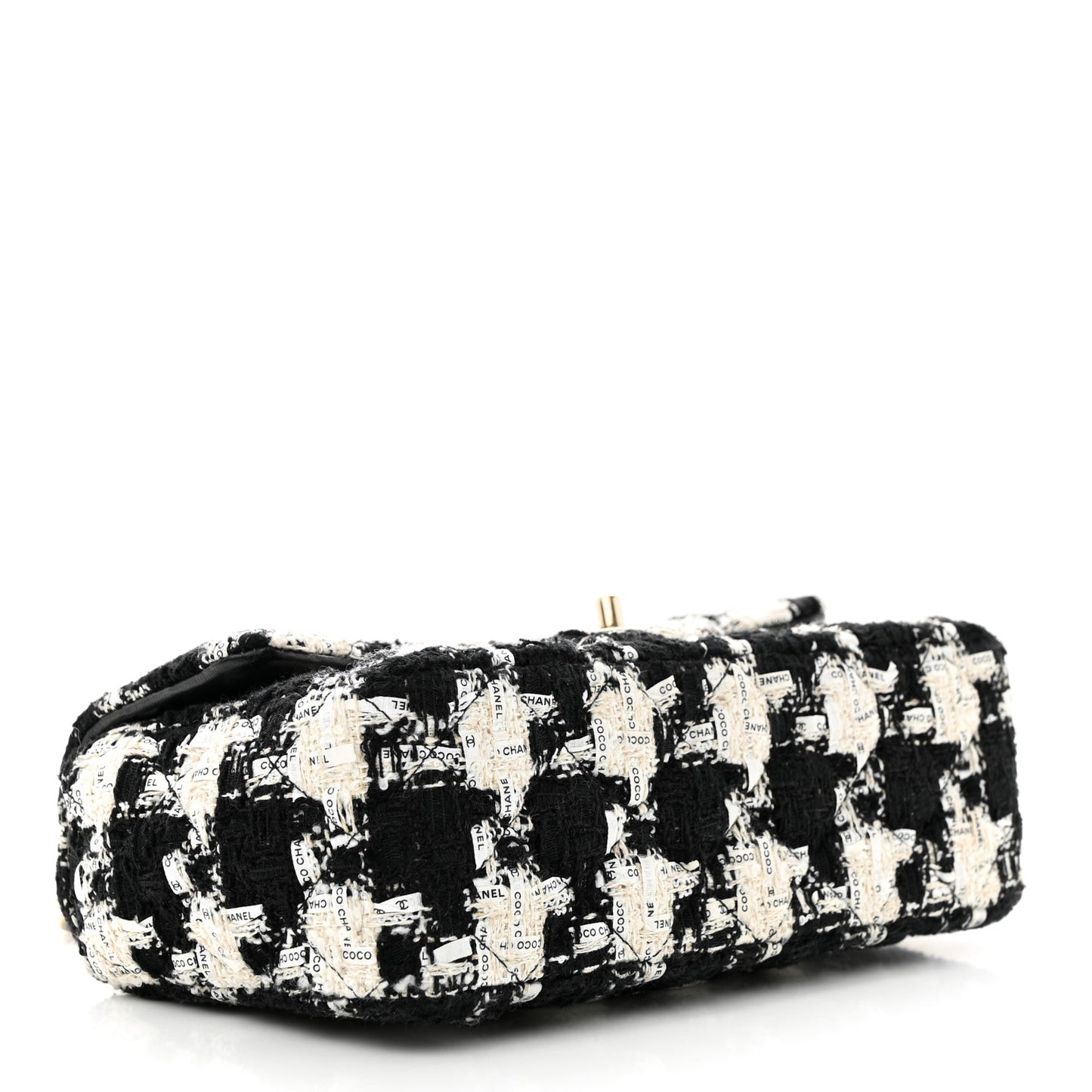Tweed Quilted Mini Rectangular Flap Black Ecru White