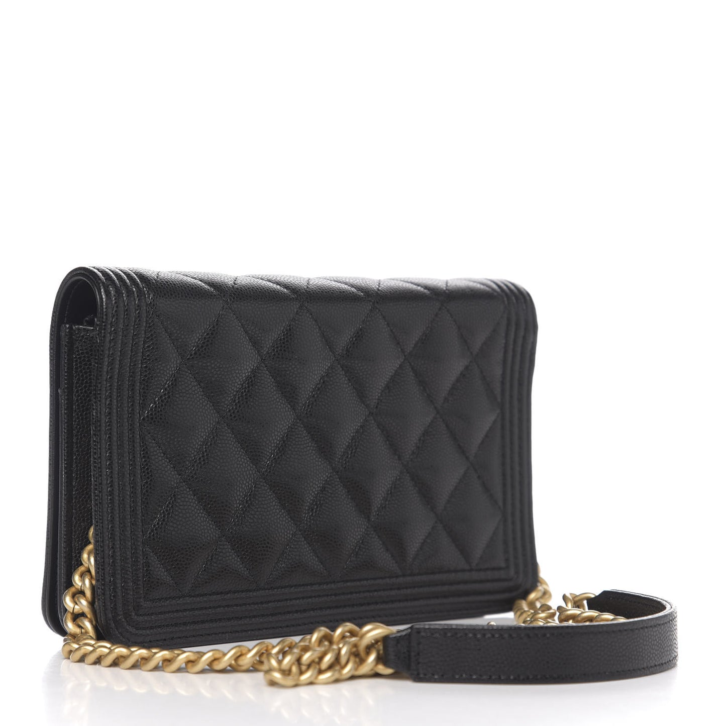 Caviar Quilted Boy Wallet On Chain WOC Black