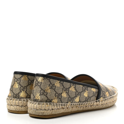 Gucci GG Supreme Monogram Bees Espadrille Flats 38 Beige Ebony Oro Black 4 of 15