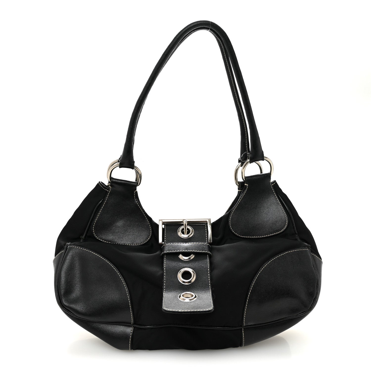 Prada Tessuto Nylon Moon Shoulder Bag Black 1 of 15