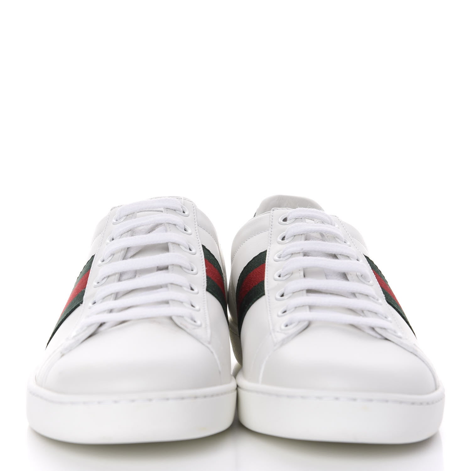 Gucci Calfskin Crocodile Web Ace Sneakers 37.5 White Green 2 of 8