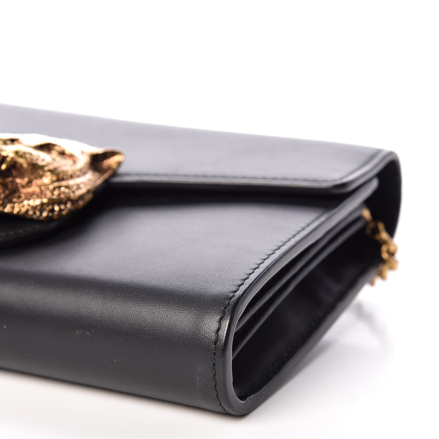 Calfskin Animalier Chain Wallet Black