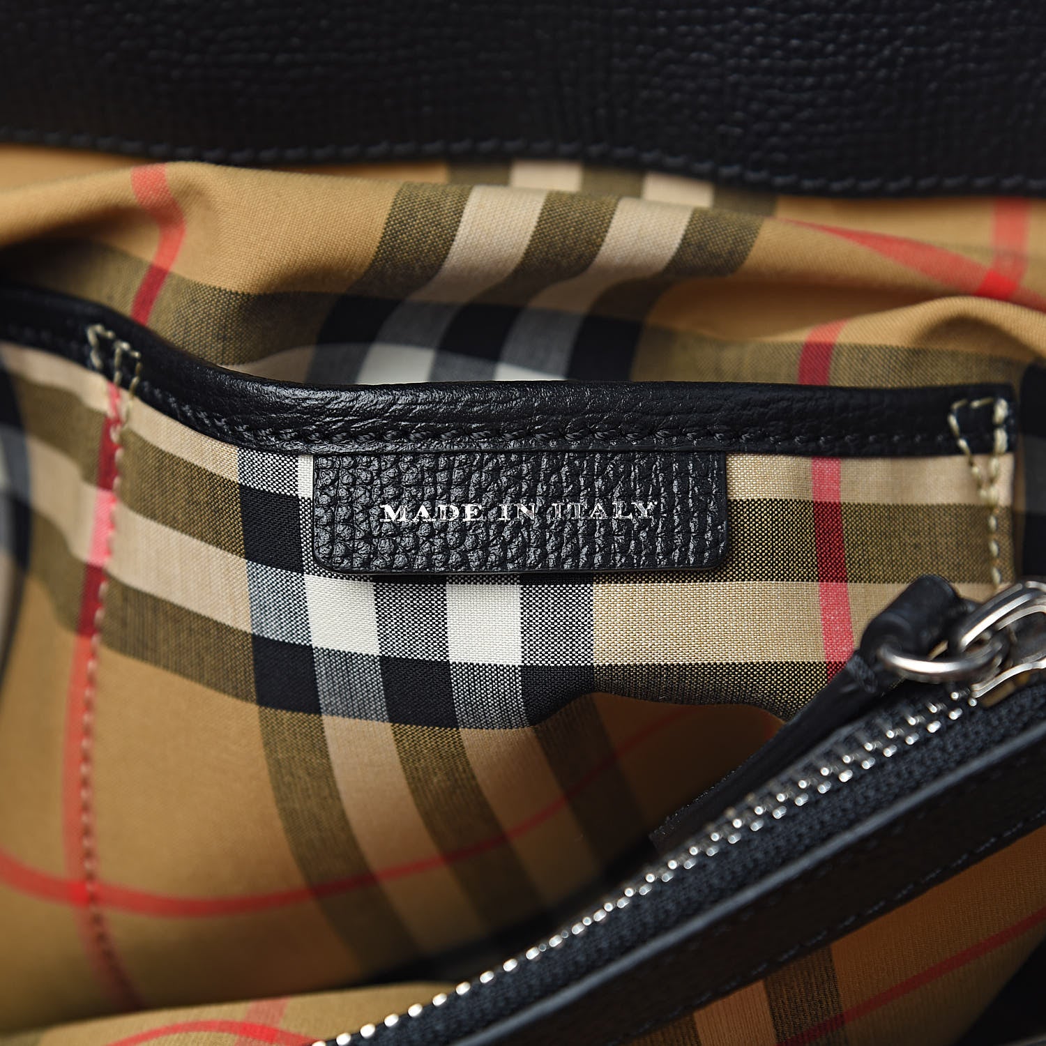 Burberry Derby Calfskin House Check Medium Banner Tote Black 7 of 10