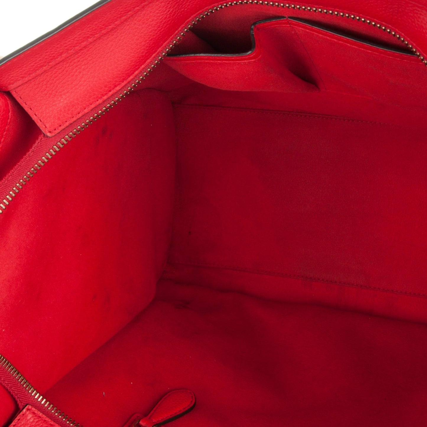 Drummed Calfskin Shoulder Luggage Vermillion