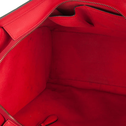 Celine Drummed Calfskin Shoulder Luggage Vermillion 7 of 7
