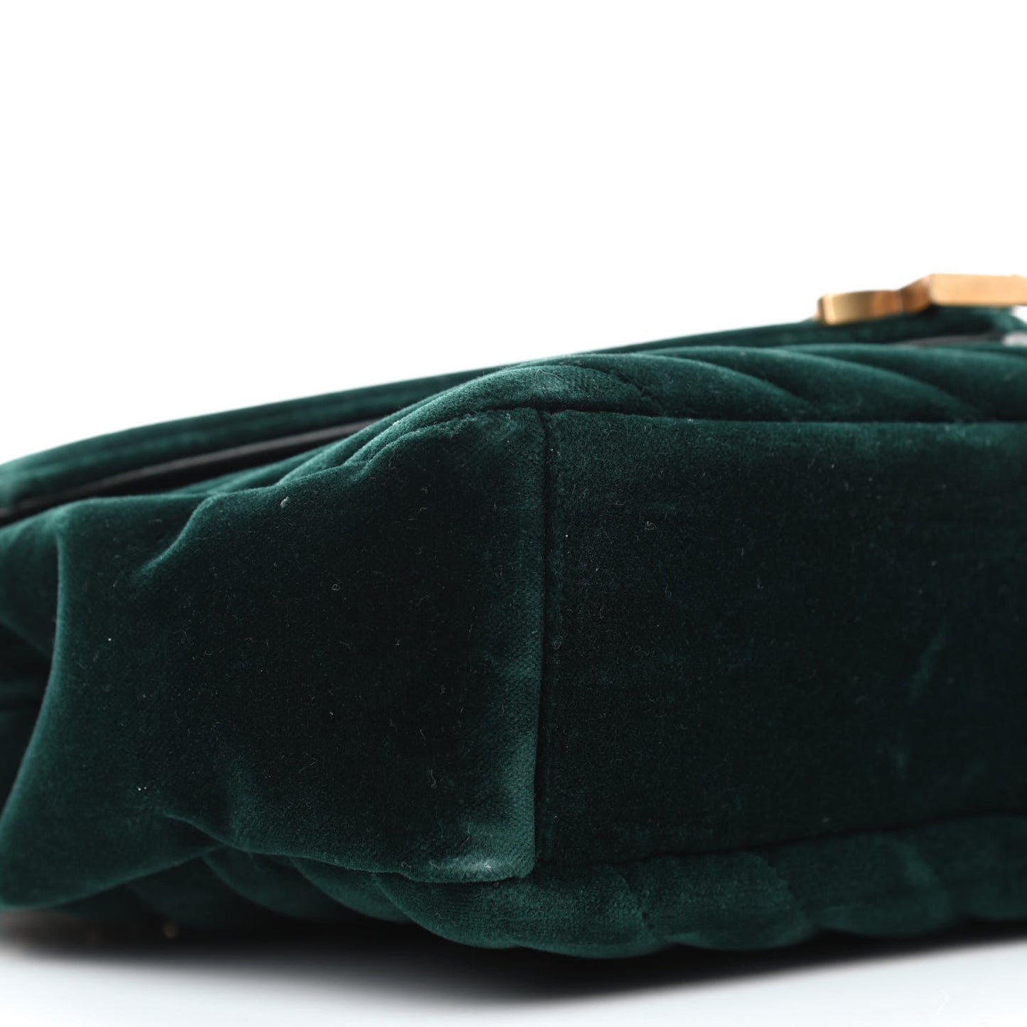 Velvet Matelasse Chevron Medium Monogram Chain Bag New Dark Green