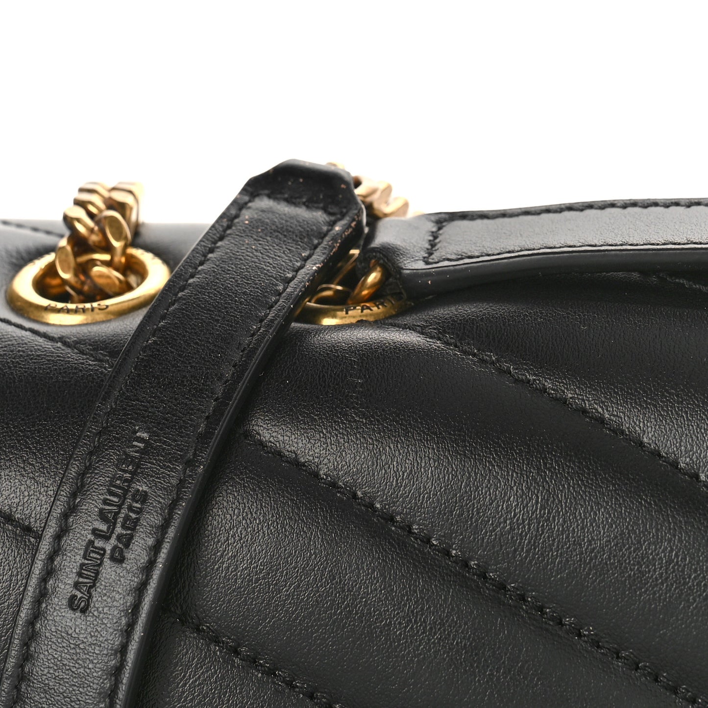 Calfskin Y Quilted Monogram Medium Loulou Chain Satchel Black