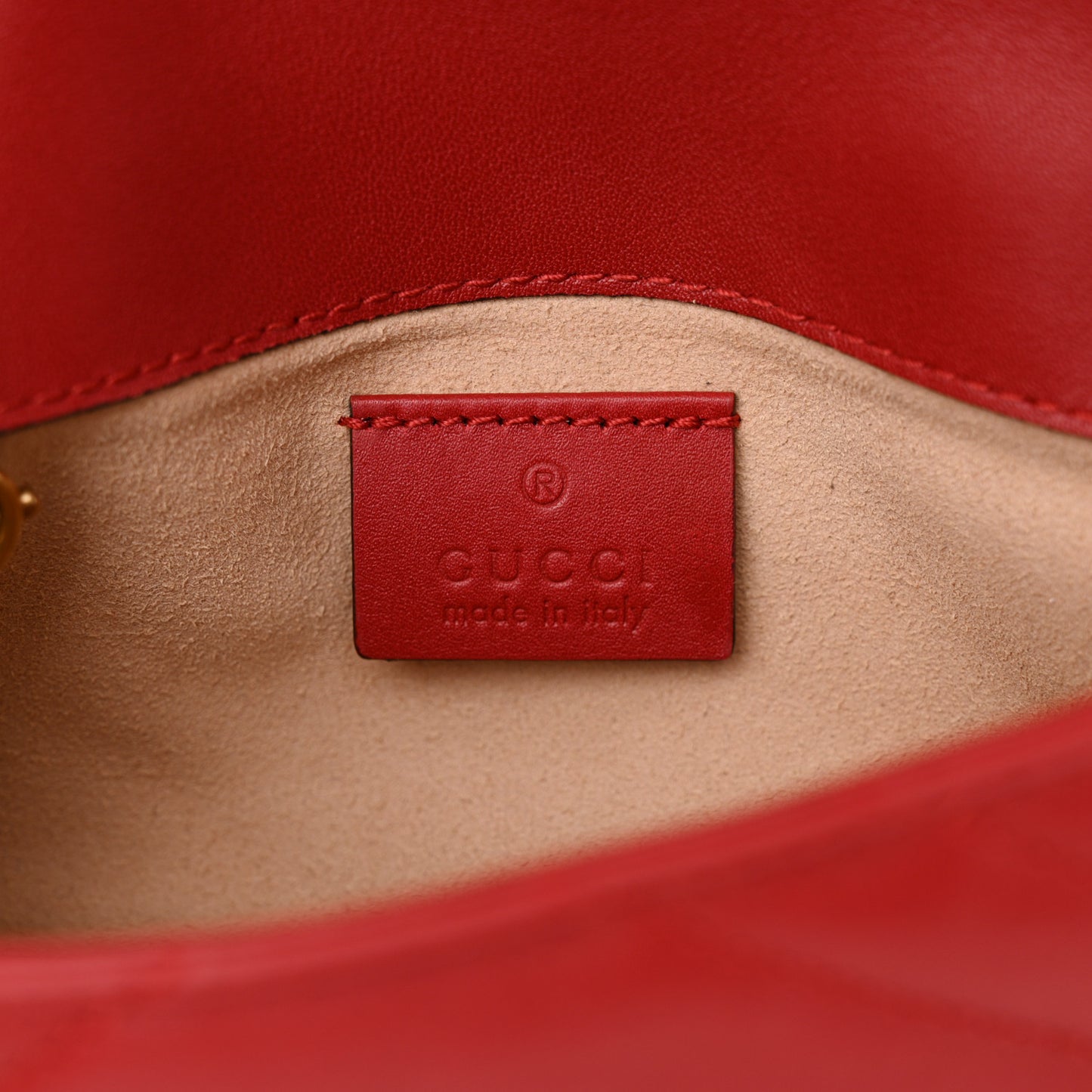 Calfskin Matelasse Super Mini GG Marmont Shoulder Bag Hibiscus Red