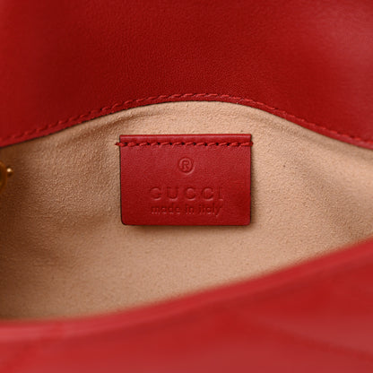 Gucci Calfskin Matelasse Super Mini GG Marmont Shoulder Bag Hibiscus Red 6 of 10