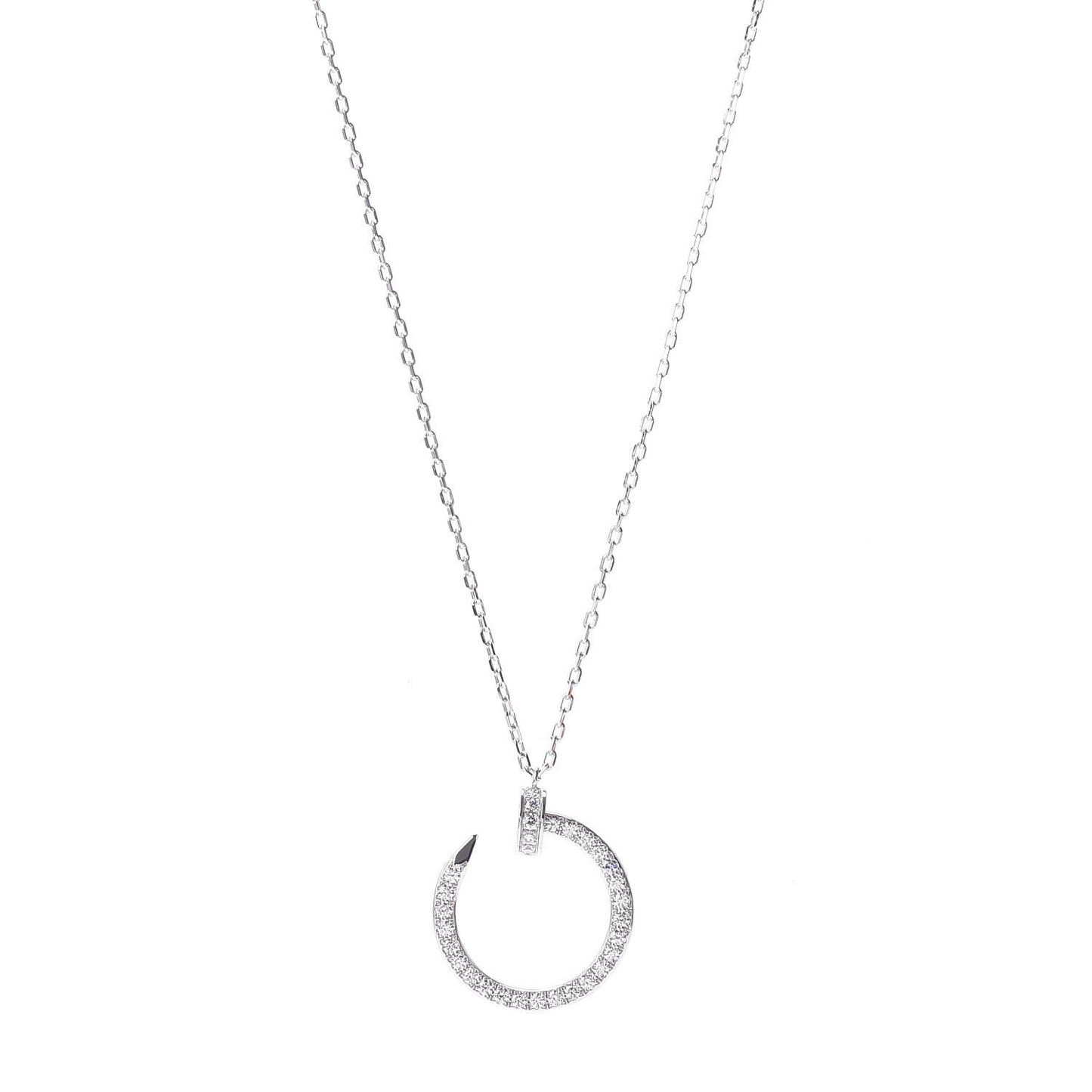 18K White Gold Diamond Juste Un Clou Paved Pendant Necklace