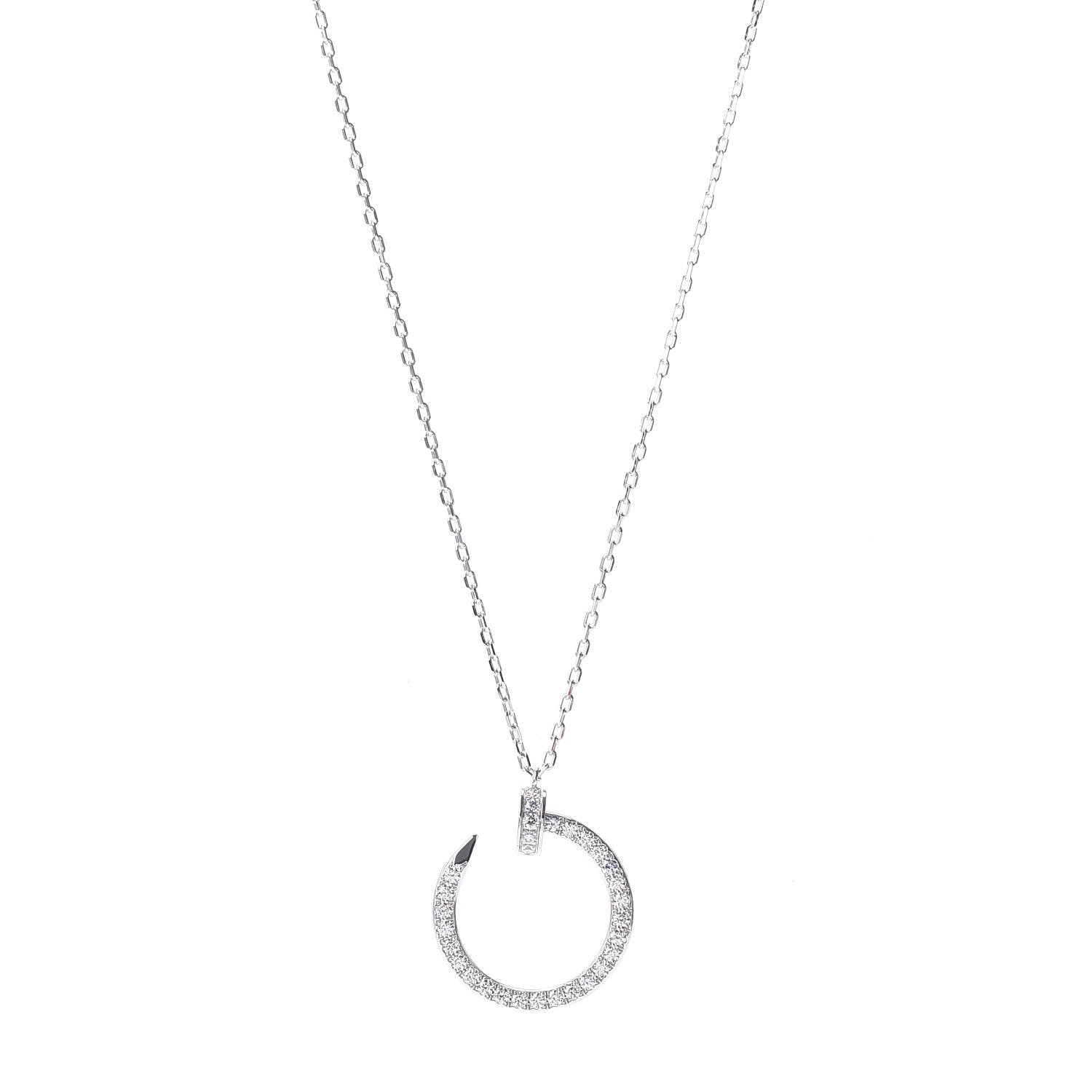 Cartier 18K White Gold Diamond Juste Un Clou Paved Pendant Necklace 1 of 5