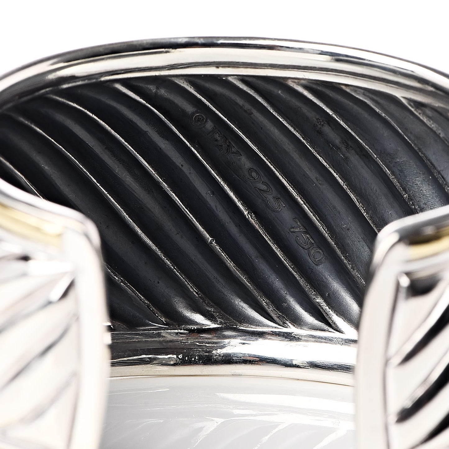Sterling Silver 18K Yellow Gold 41mm Sculpted Cable Cuff Bracelet