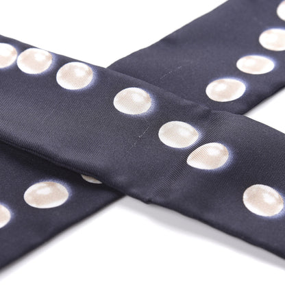 Chanel Silk Pearl CC Slim Bandeau Scarf Navy 4 of 6