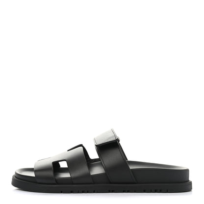 Hermes Calfskin Womens Chypre Sandals 36 Black 1 of 9