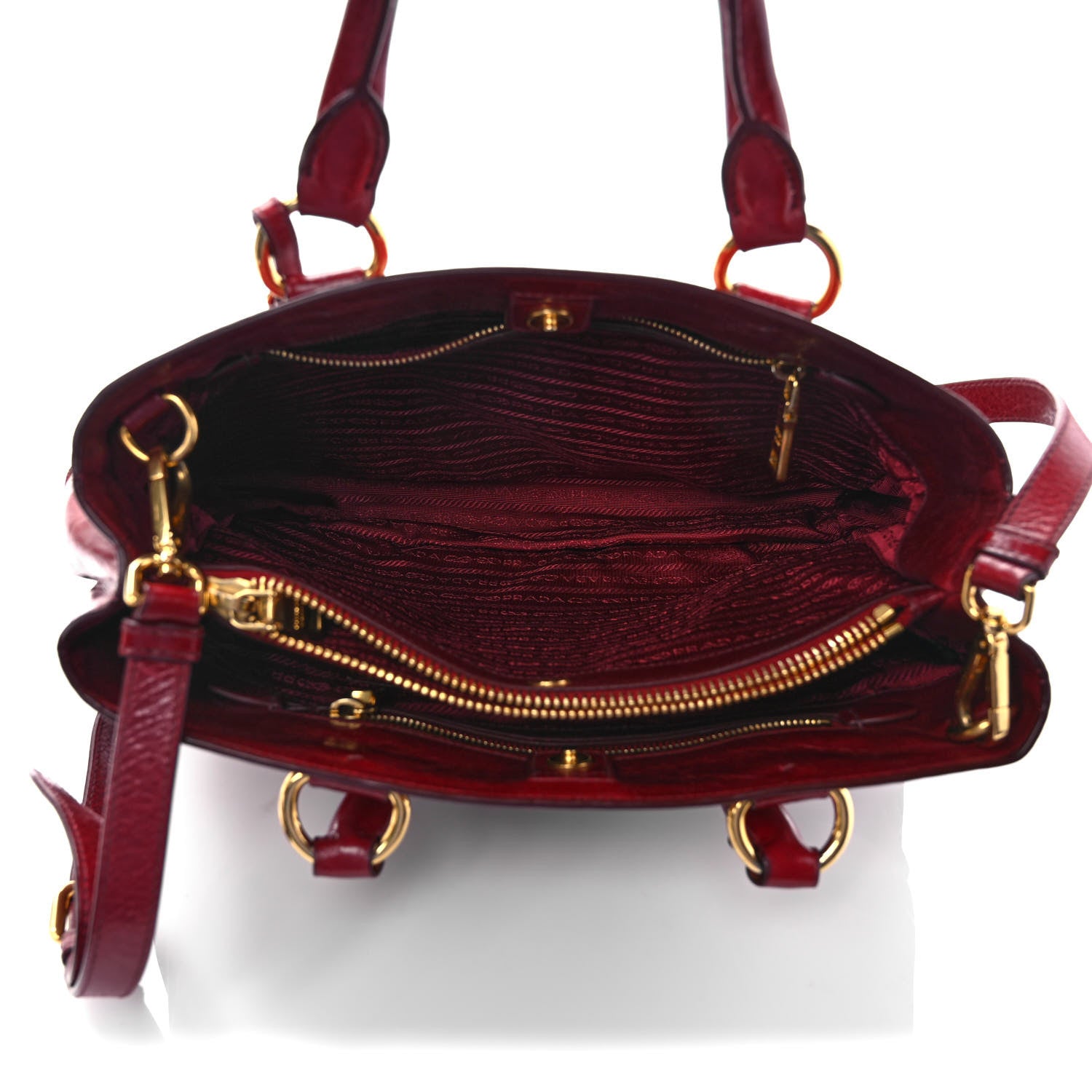 Prada Vitello Shine Shopping Satchel Rosso 4 of 12