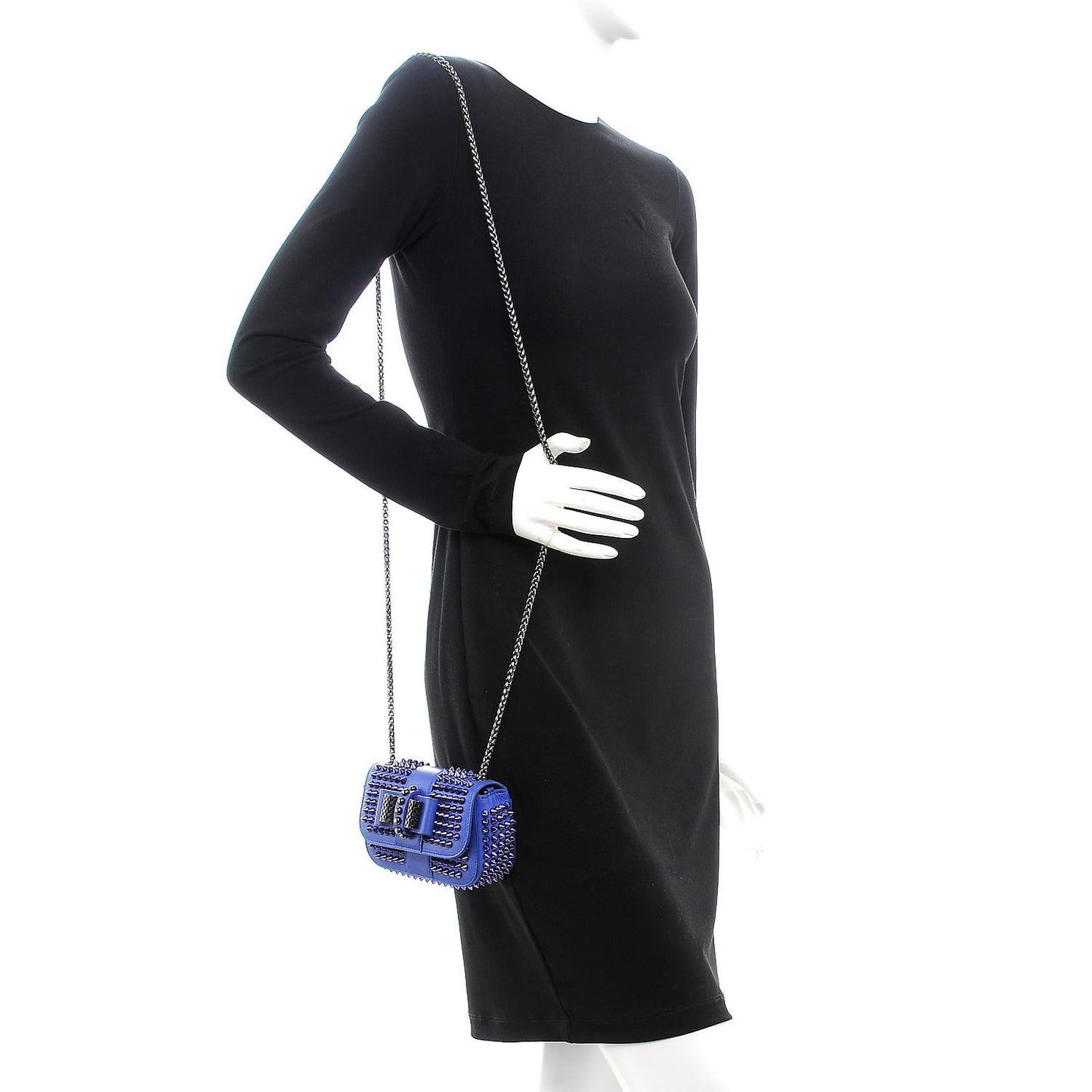 Calfskin Spiked Sweety Charity Crossbody Bag Periwinkle Blue