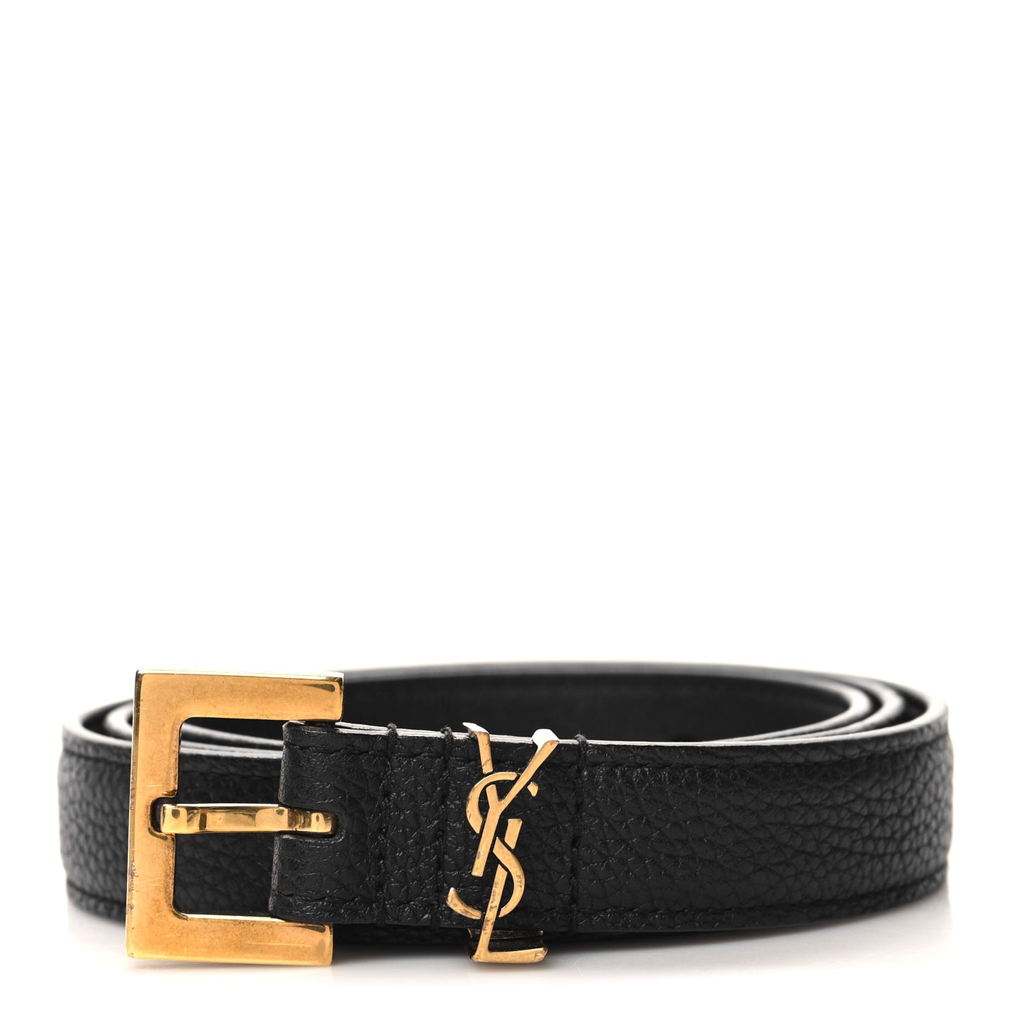 Calfskin Monogram Narrow Square Buckle Belt 75 30 Black