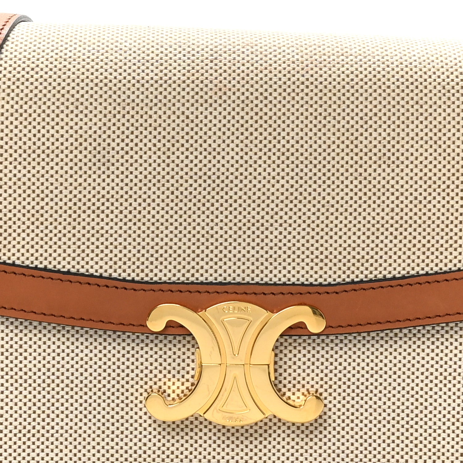 Celine Textile Calfskin Classique Triomphe Bag Natural Tan 8 of 10