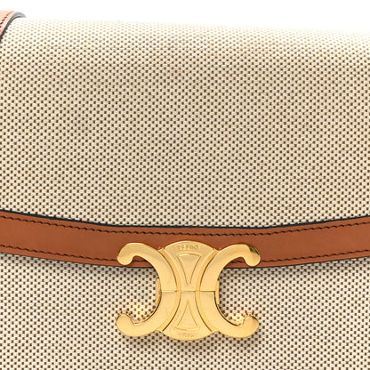 Celine Textile Calfskin Classique Triomphe Bag Natural Tan 8 of 10