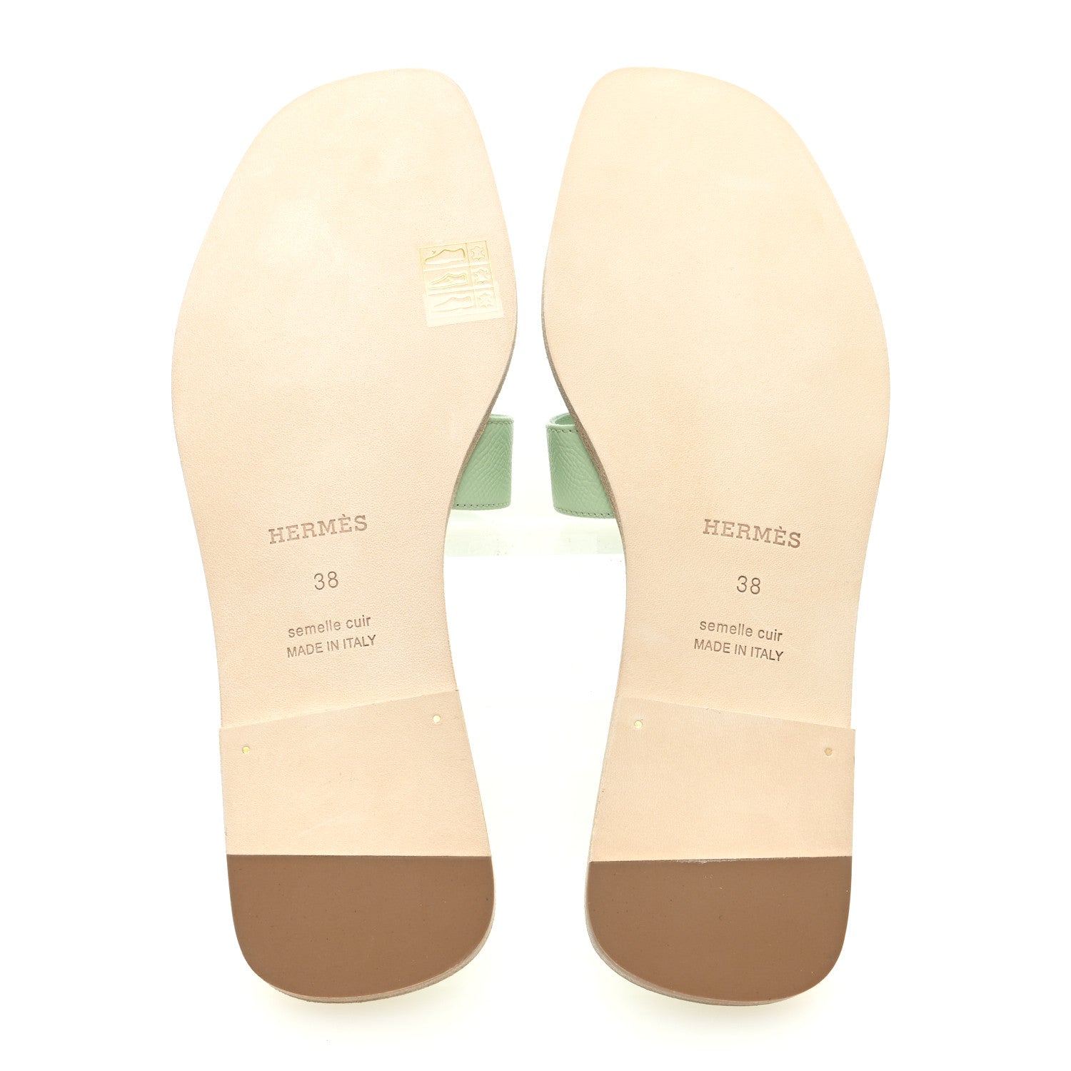 Hermes Epsom Oran Sandals 38 Vert Jade 5 of 9