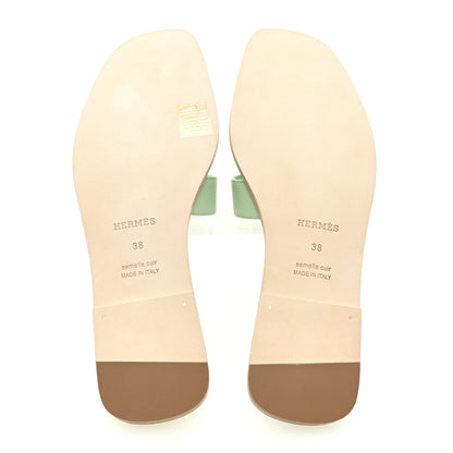 Hermes Epsom Oran Sandals 38 Vert Jade 5 of 9