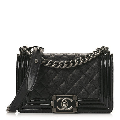 Chanel Goatskin Quilted Patent Small Duo Boy Flap Black 1 of 10
