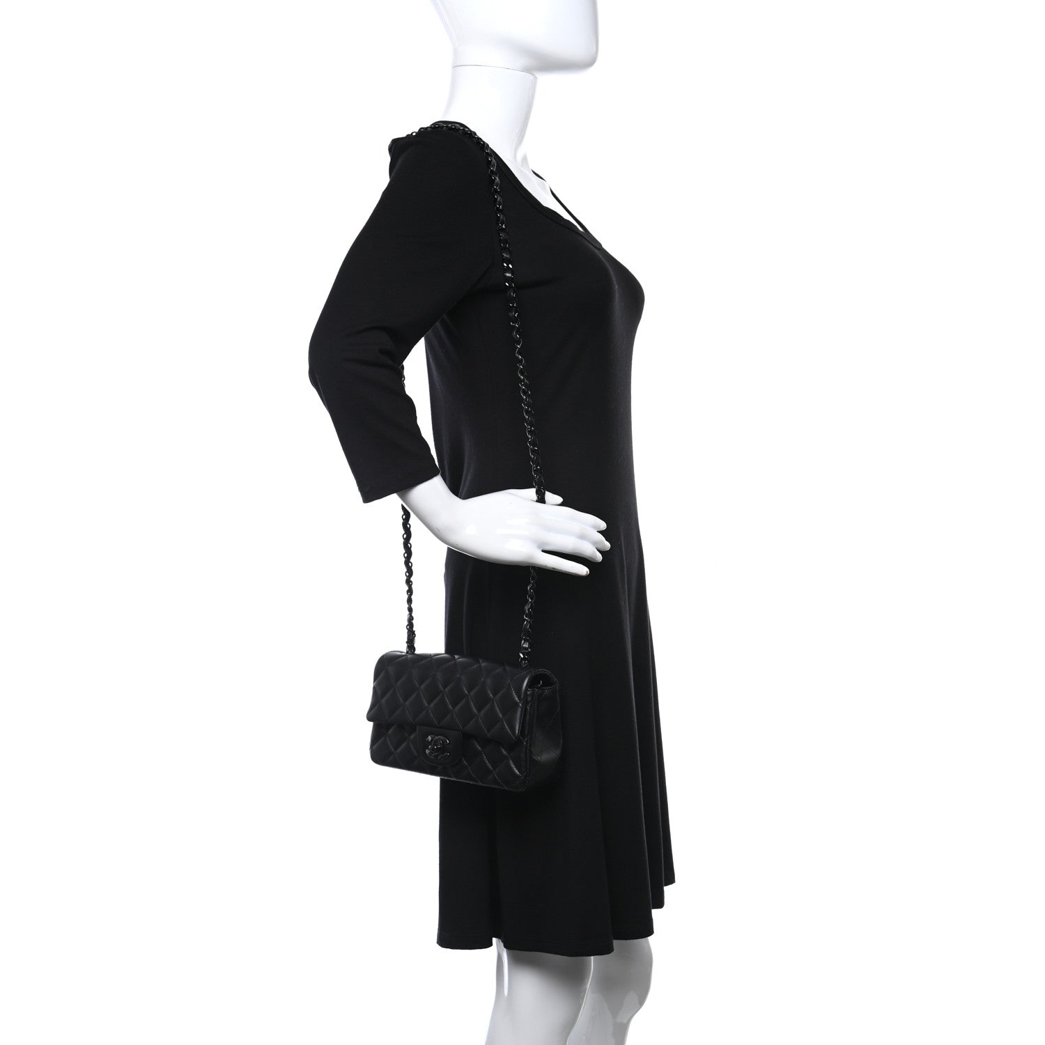 Chanel Lambskin Quilted Mini Rectangular Flap So Black 2 of 9