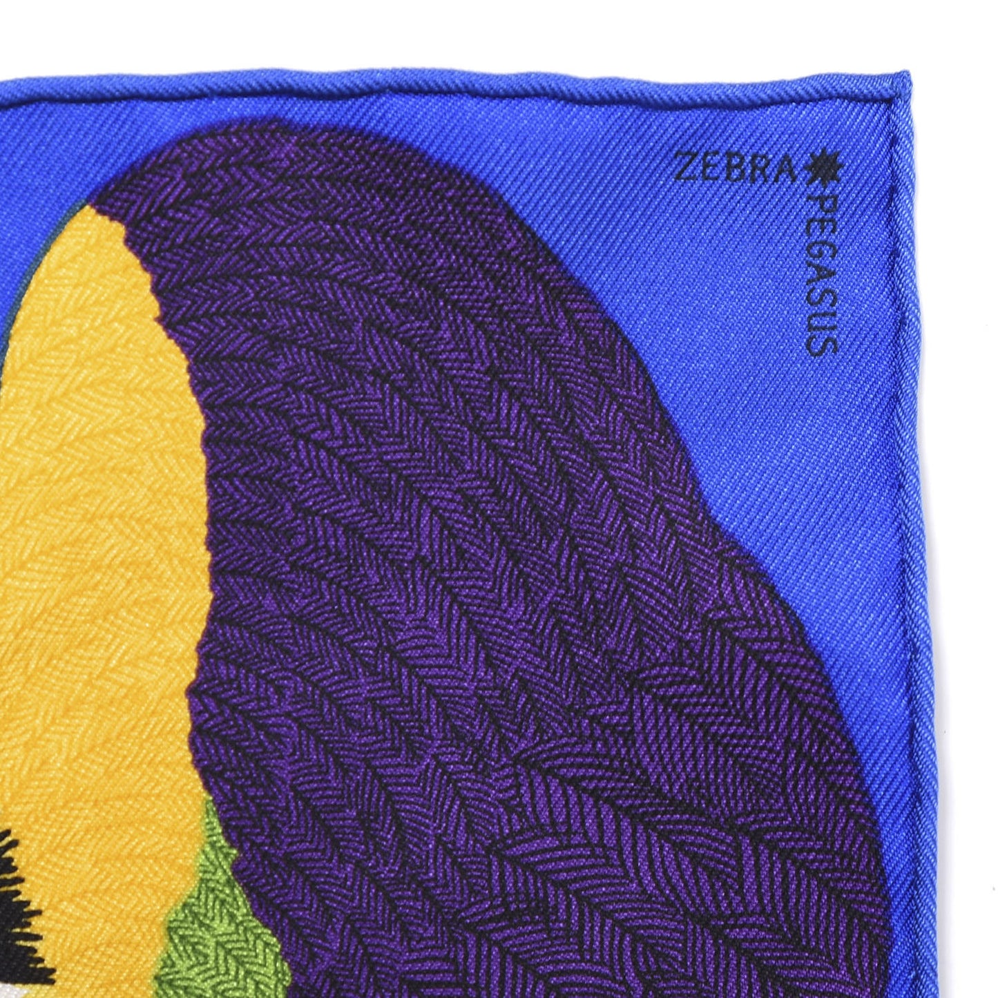 Silk Carre Zebra Pegasus Nano Scarf 20 Bleu Vif Jaune Blanc