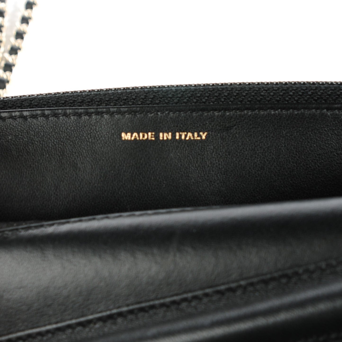 Lambskin Camellia Embossed Wallet On Chain WOC Black Gold