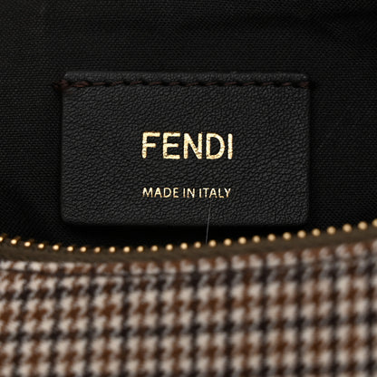 Fendi Wool Vitello Grace Small Houndstooth Small Fendigraphy Hobo Bag Beige Ebano 6 of 13