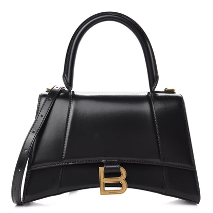 Balenciaga Shiny Box Calfskin Small Hourglass Top Handle Bag Black 1 of 10