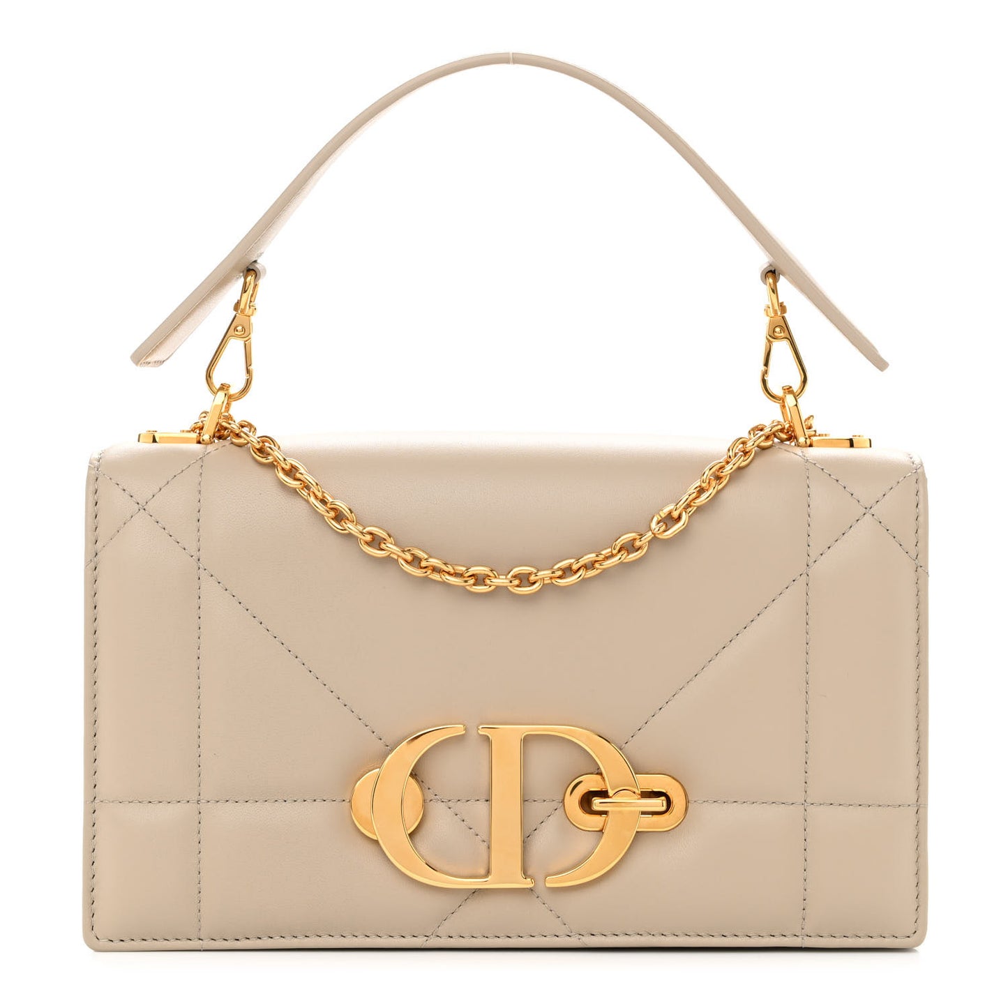 Lambskin Maxi Cannage 30 Montaigne Chain Top Handle Bag Beige