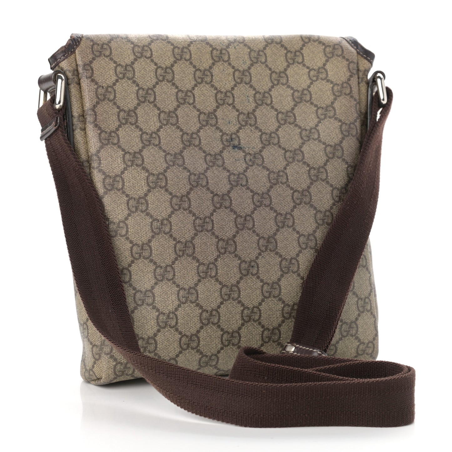 GG Supreme Monogram Selleria Calfskin Small Flap Messenger Bag Beige Ebony Cocoa Dark Chocolate