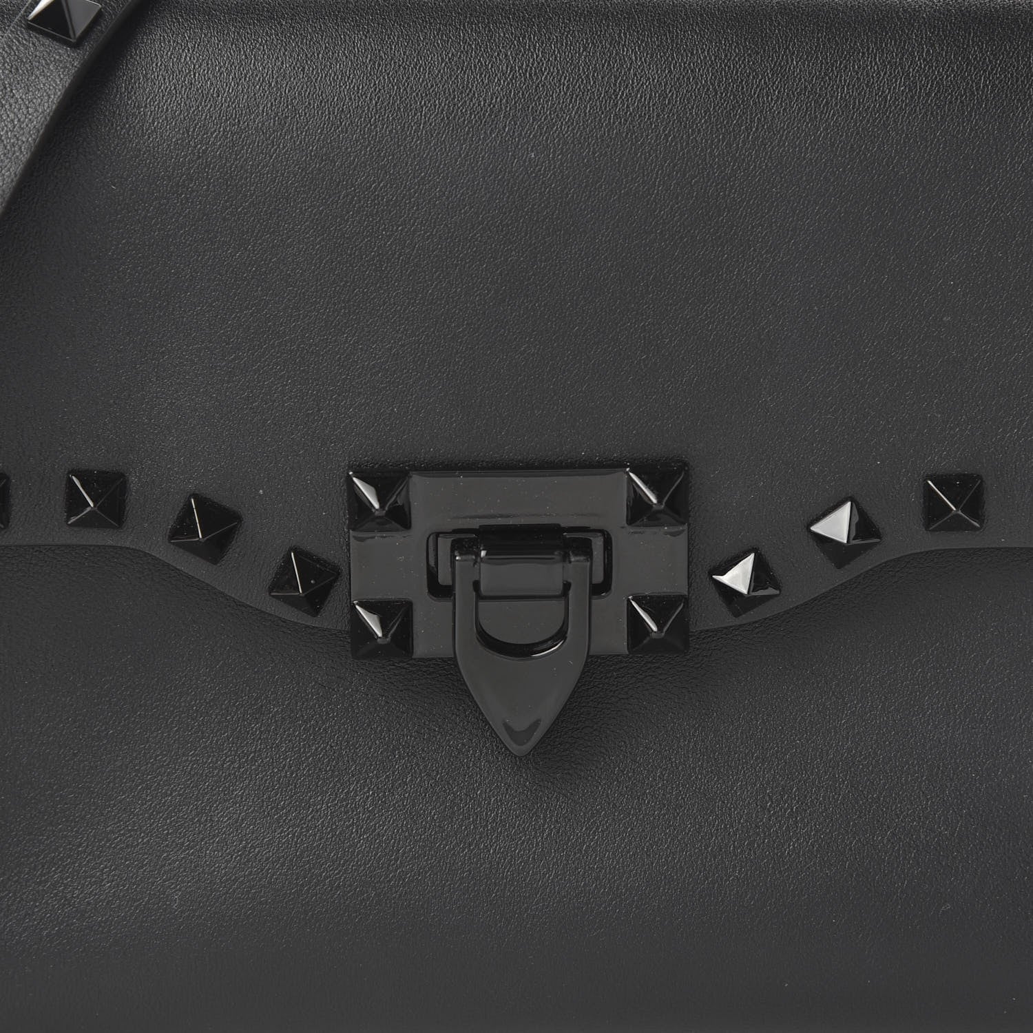 Valentino Garavani Vitello Monochrome Medium Rockstud Flip Lock Crossbody Bag Black 9 of 9