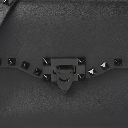 Valentino Garavani Vitello Monochrome Medium Rockstud Flip Lock Crossbody Bag Black 9 of 9
