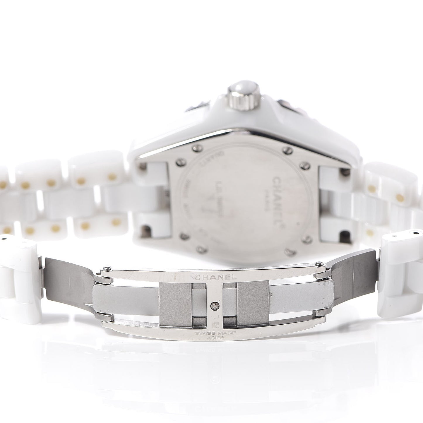 Stainless Steel Ceramic Diamond 33mm J12 Quartz Watch White