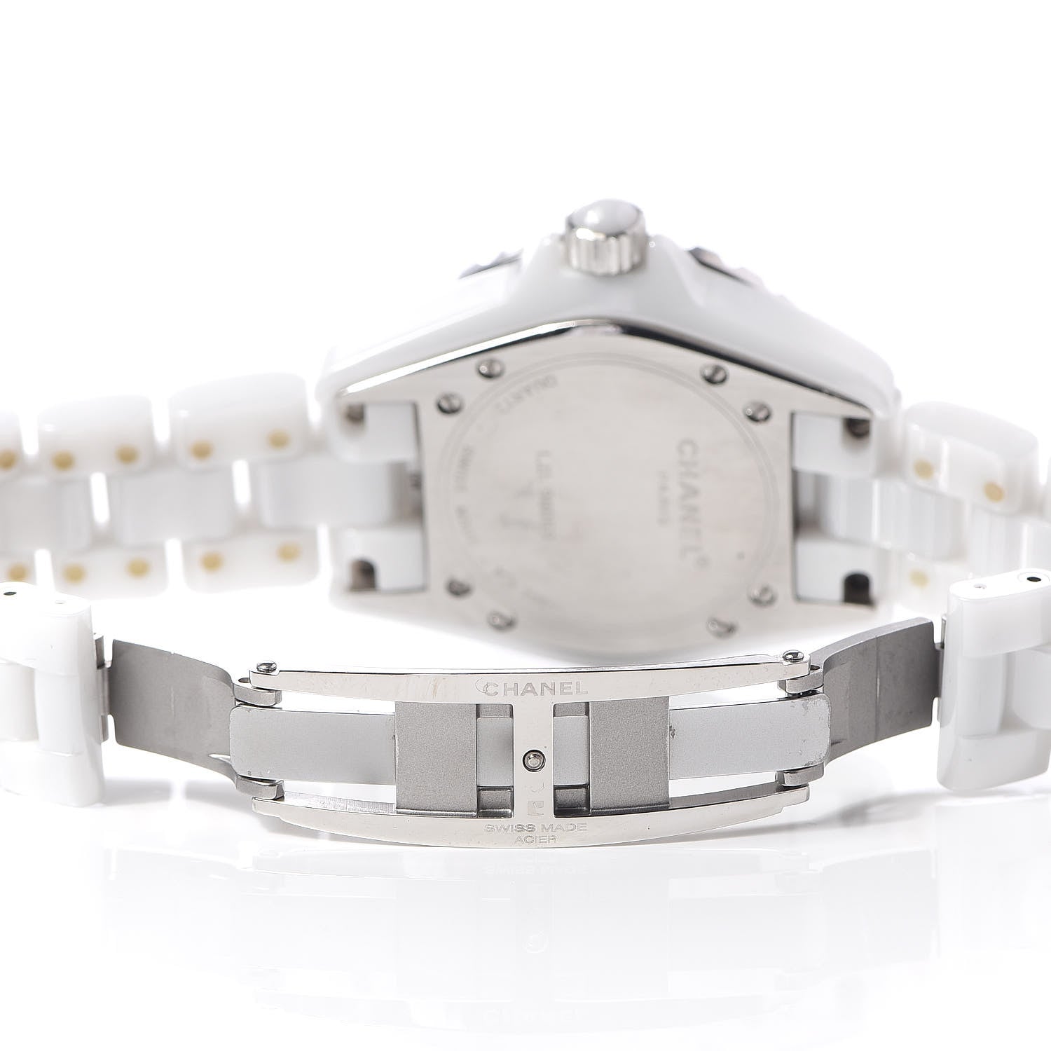 Chanel Stainless Steel Ceramic Diamond 33mm J12 Quartz Watch White 6 of 6