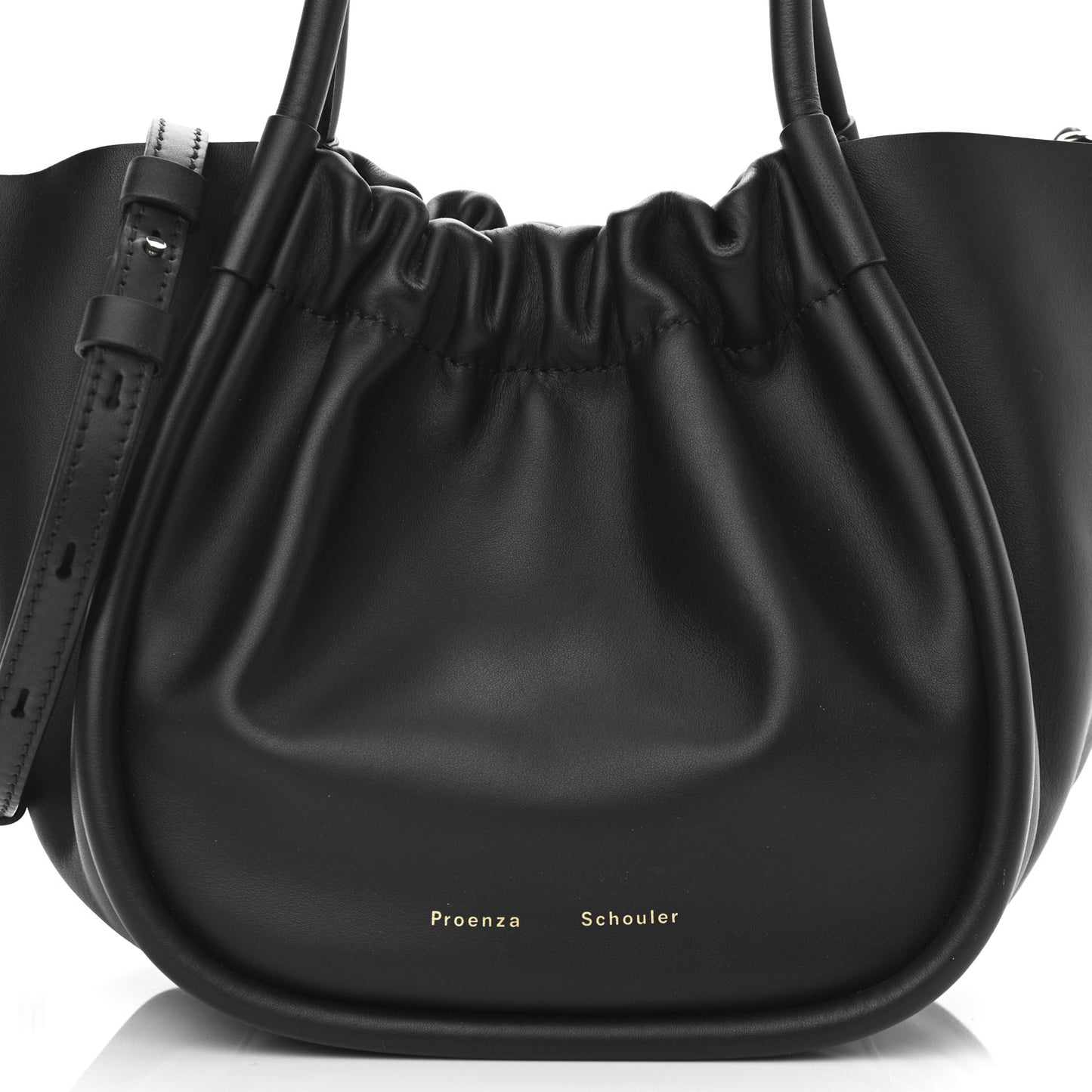 Calfskin Small Ruched Tote Black