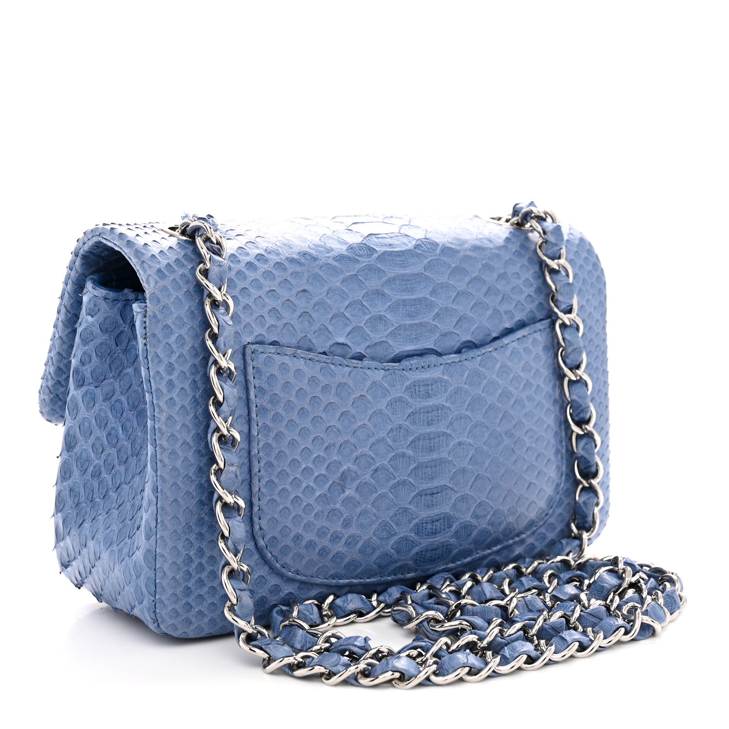 Chanel Snakeskin Mini Rectangular Flap Blue 3 of 11