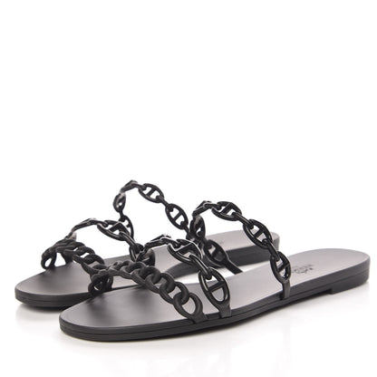 Hermes Rubber Chaine d'Ancre Rivage Sandals 37 Black 3 of 8