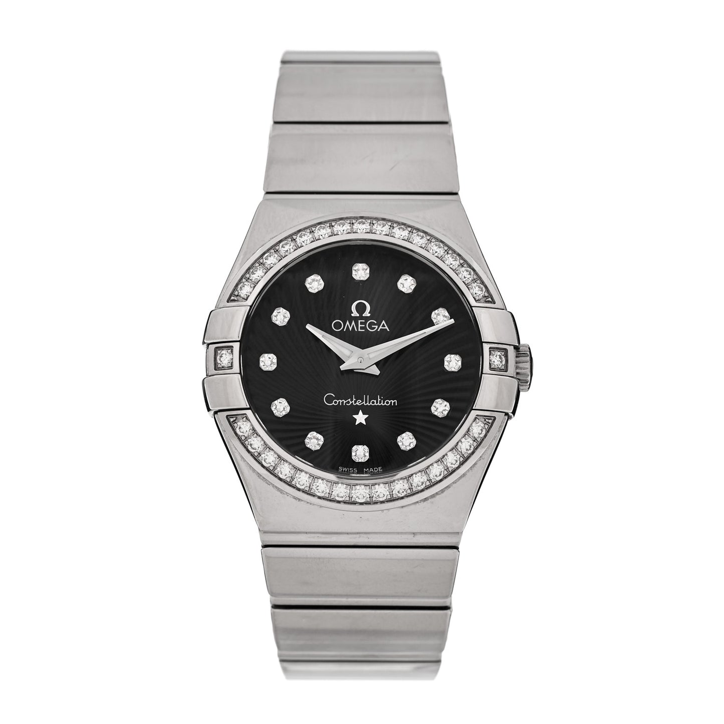 Stainless Steel Diamond Bezel 27mm Constellation Quartz Watch Black 123.15.27.60.51.002