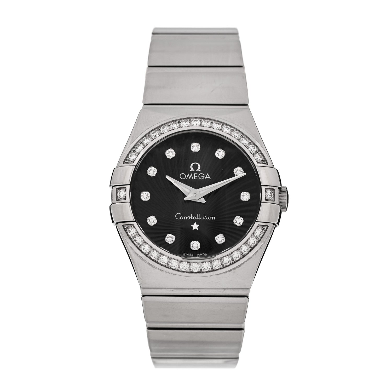 Omega Stainless Steel Diamond Bezel 27mm Constellation Quartz Watch Black 123.15.27.60.51.002 1 of 5