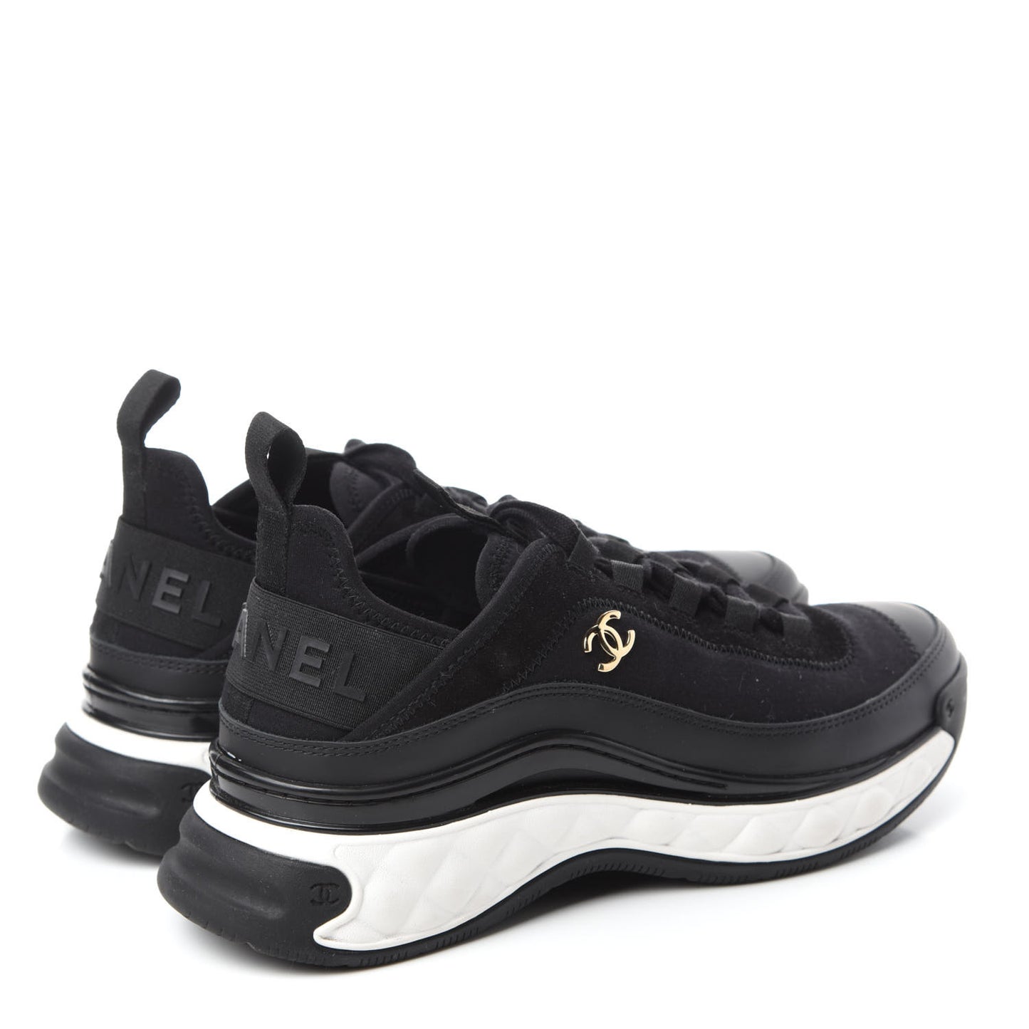 Fabric Calfskin Suede CC Sneakers 38 Black